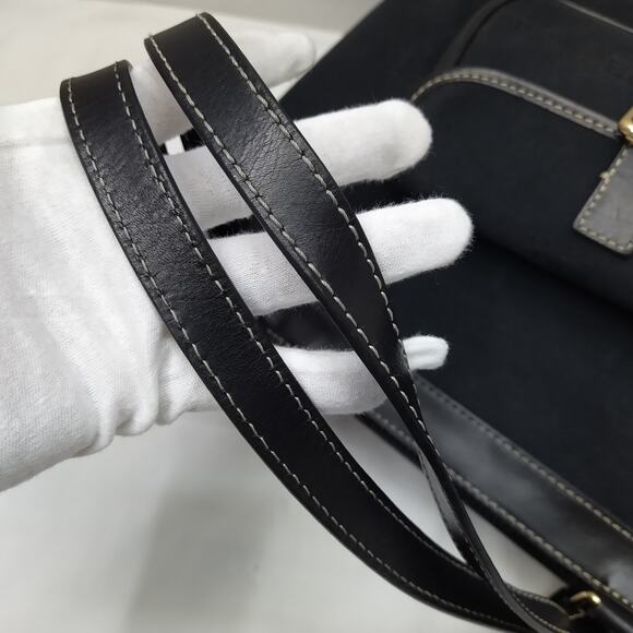 Dooney & Bourke Dark Blue Canvas DB Printed Buckle Pocket Zipper Tote Bag - Picture 5 of 16